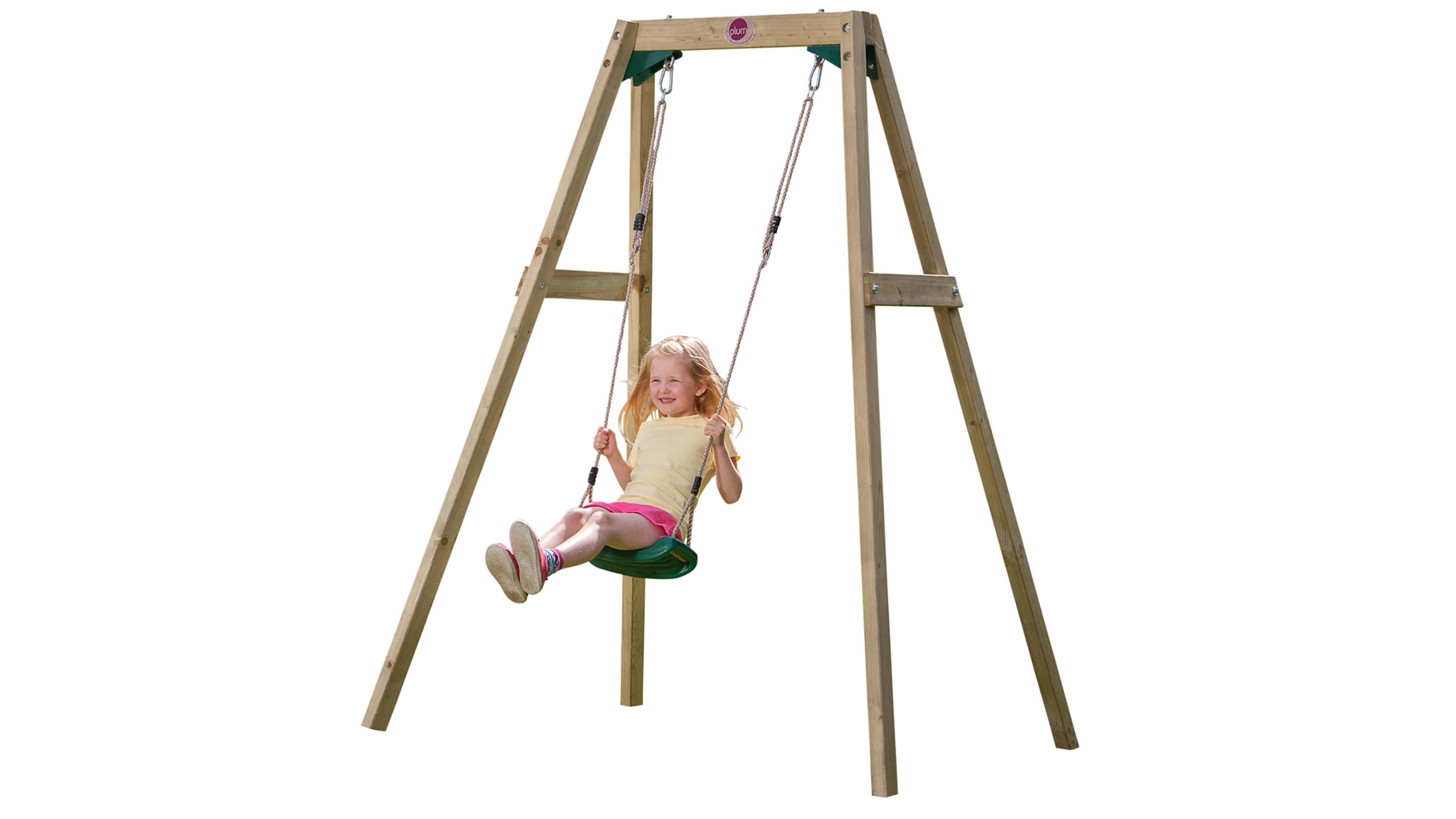 Plum Play Outdoor Wooden Single Swing Set for Kids - Green