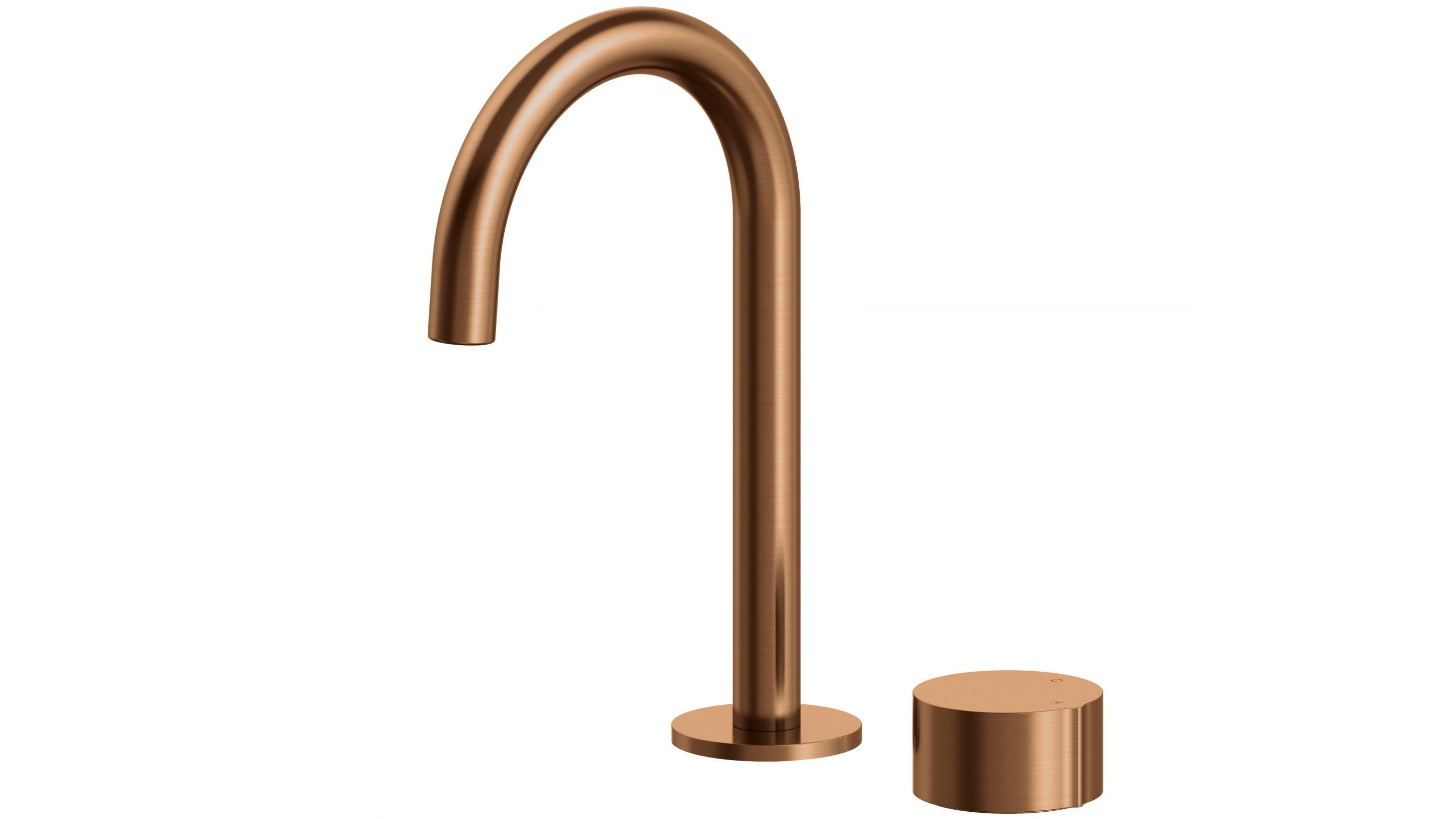 Arcisan Venn 2-hole Progressive Basin Mixer with Fixed Arch Spout - Rose Gold