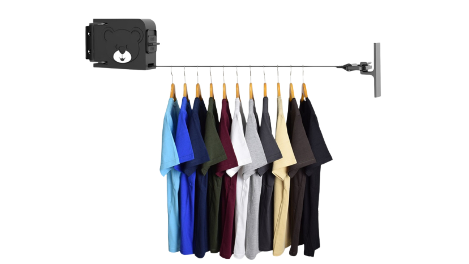 Soga 16cm Wall-Mounted Clothesline Dry Rack - Black