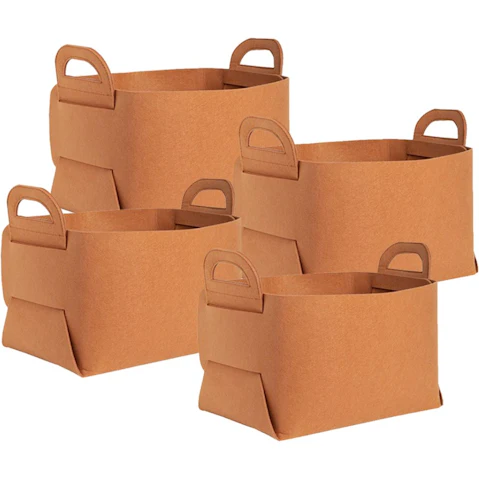 Soga 4-Piece Coffee Foldable Felt Storage Bag - Large