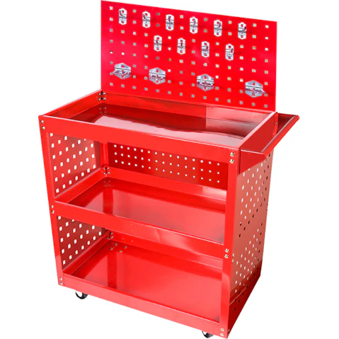 Soga 3-Tier Tool Storage Cart with Porous Side Panels - Red