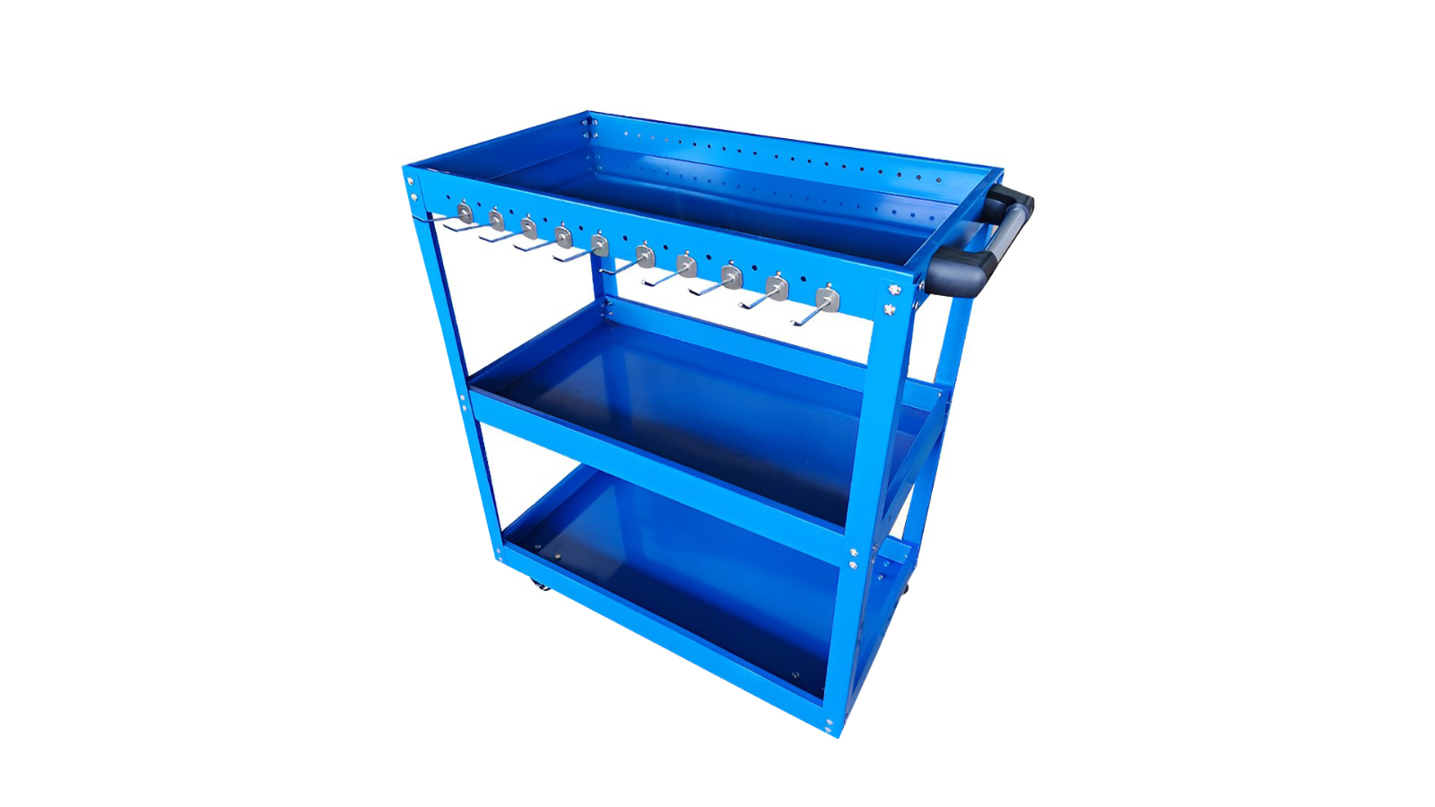 Soga 3-Tier Tool Storage Cart with Hooks - Blue
