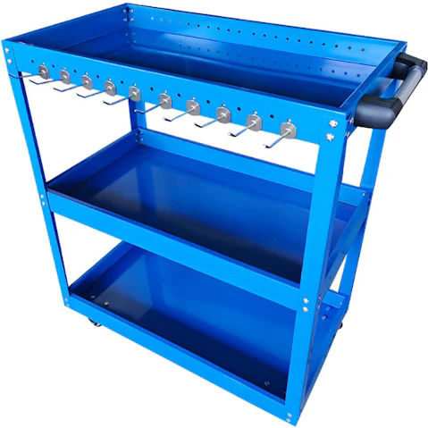 Soga 3-Tier Tool Storage Cart with Hooks - Blue