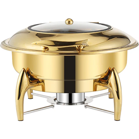 Soga Gold Plated Round Chafing Dish-Tray Food Warmer Chafer with Top Lid