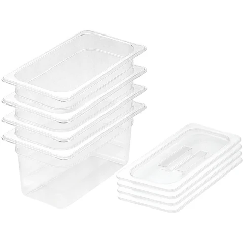 Soga 15cm Clear Gastronorm Pan 1/3 Food Tray Storage with Lid - Bundle of 4