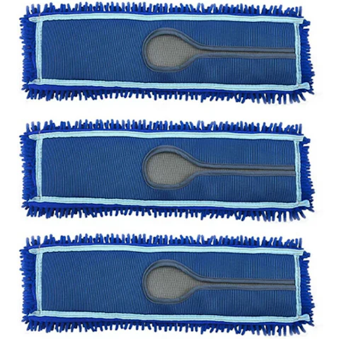 Soga 3 Piece Blue Rotating Dust Remover Cleaning Pad Microfiber Flat Floor Mop - 100 x 22cm