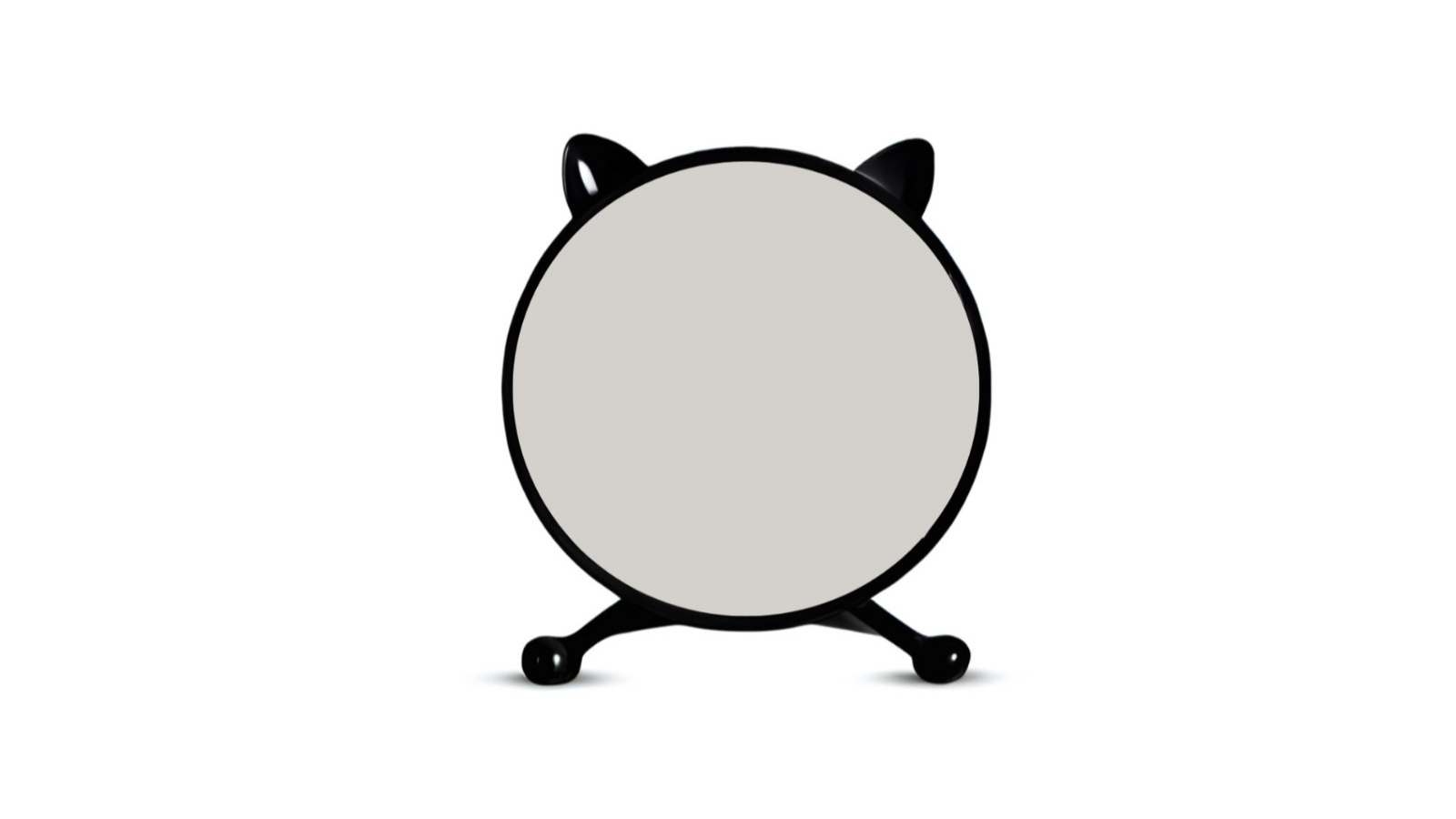 SOGA Black Round Smart Bedroom Mirror Table with Cat Ear Style No LED Light - 30cm