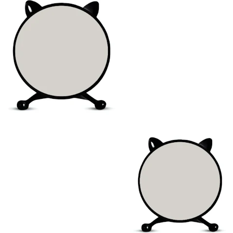 SOGA 2 Piece Black Round Smart Bedroom Mirror Table with Cat Ear Style No LED Light - 30cm