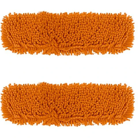 Soga 2 Piece Orange Rotating Dust Remover Cleaning Pad Microfiber Flat Floor Mop - 50 x 12cm