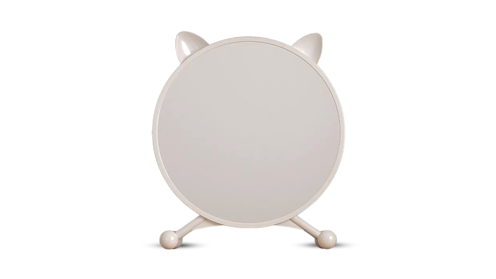 SOGA White Round Smart Bedroom Mirror Table with Cat Ear Style No LED Light - 40cm