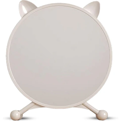 SOGA White Round Smart Bedroom Mirror Table with Cat Ear Style No LED Light - 40cm