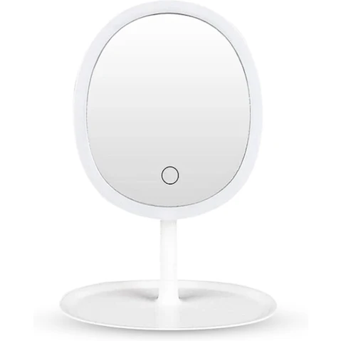SOGA White Oval Vanity Mirror Smart LED Bedroom Tricolor Table with Adjustable Light - 26cm