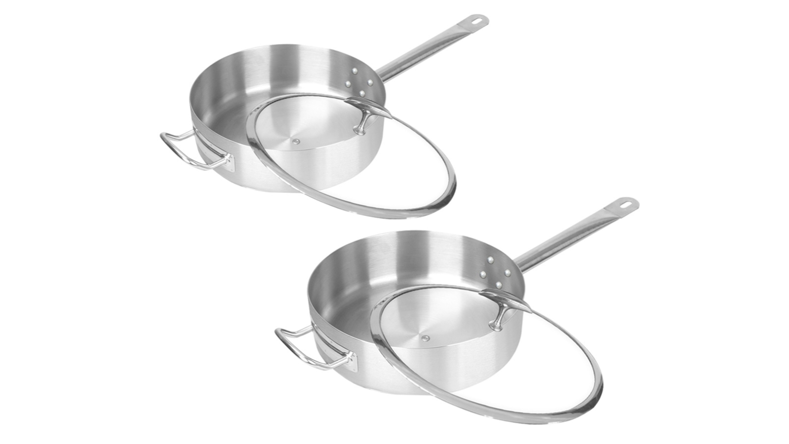 SOGA 2x 30cm Stainless Steel Saucepan Sauce pan with Glass Lid and