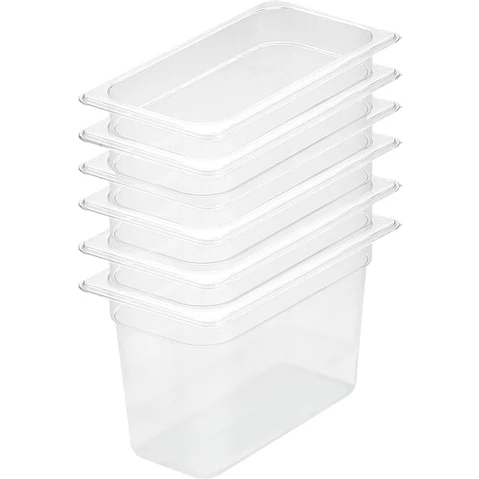Soga 20cm Clear Gastronorm Pan 1/3 Food Tray - Bundle of 6