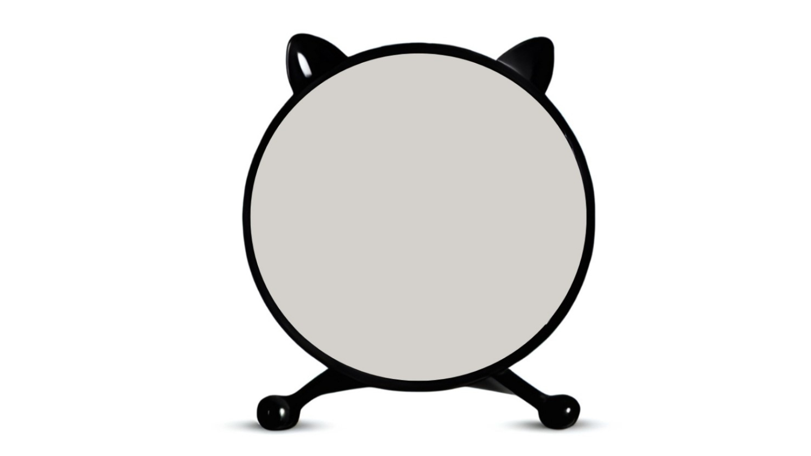 SOGA Black Round Smart Bedroom Mirror Table with Cat Ear Style No LED Light - 40cm