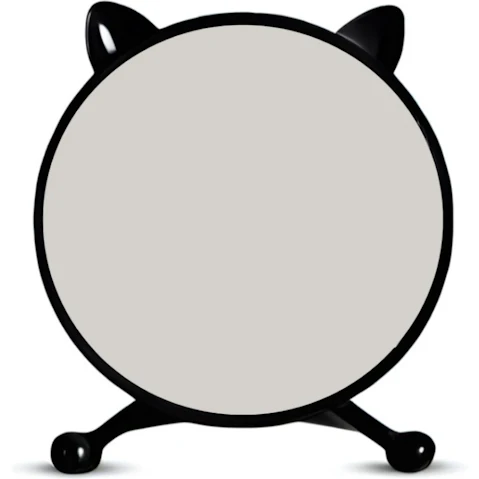 SOGA Black Round Smart Bedroom Mirror Table with Cat Ear Style No LED Light - 40cm
