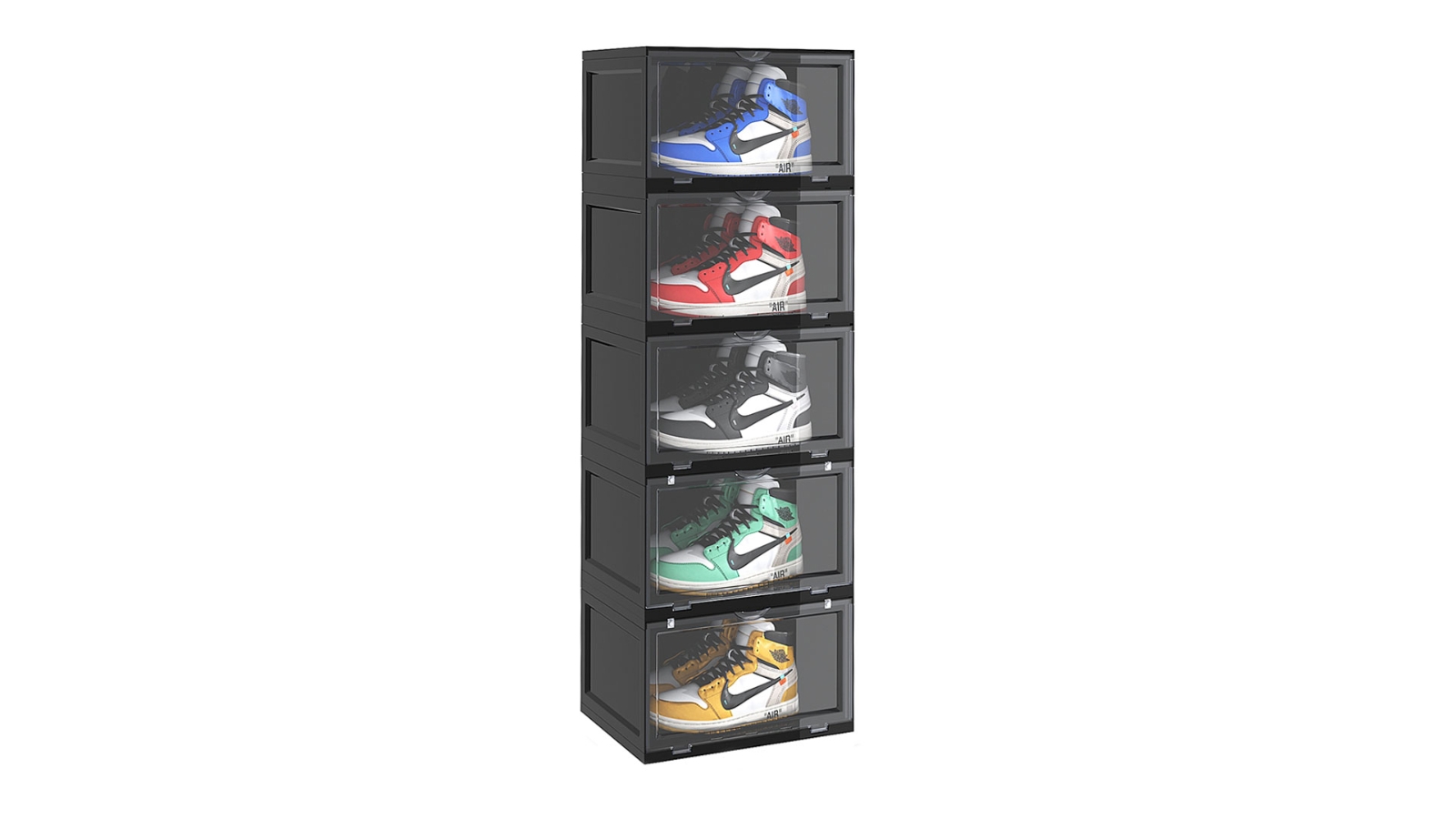 Soga 5 Tier Portable Black Storage with Magnetic Door