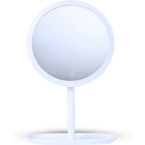 SOGA White Round Vanity Mirror Smart LED Bedroom Tricolor Table with Adjustable Light - 26cm