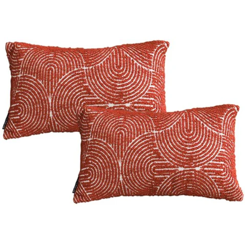 Soga Set of 2 30x50cm Cinnabar Perfect Burnt Indoor Corded Lumbar Throw Pillow - Orange
