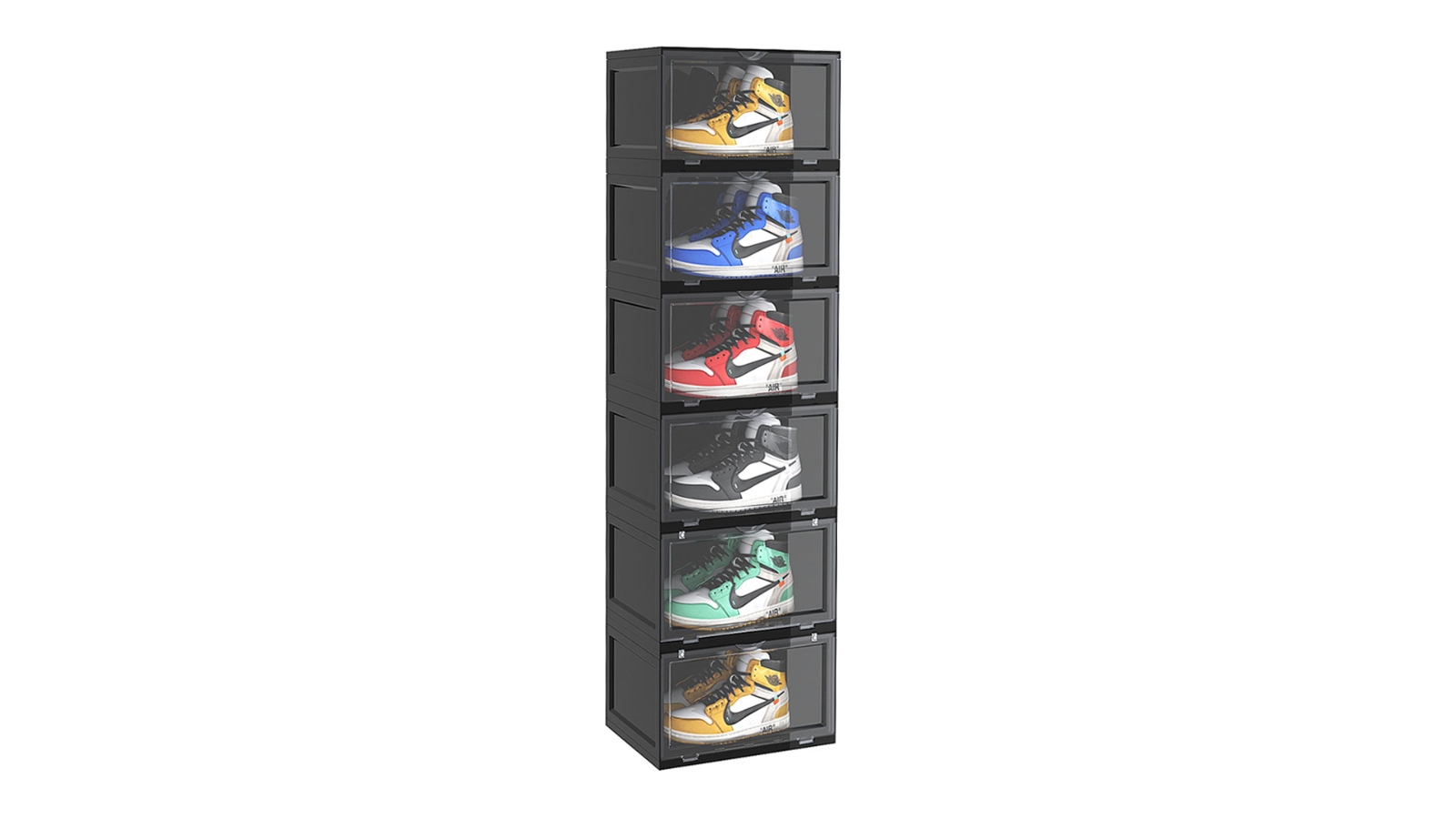 Soga 6 Tier Portable Black Storage with Magnetic Door