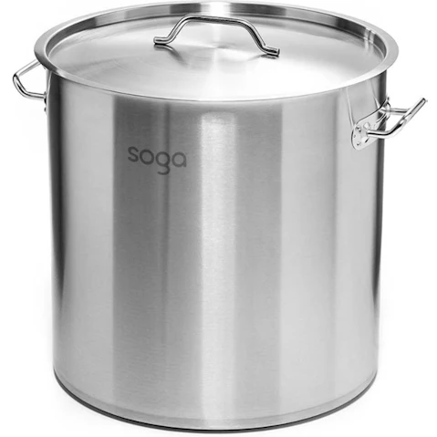 SOGA Stock Pot 25L Top Grade Thick Stainless Steel Stockpot 18/10