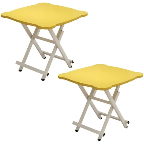Soga 2X Minimalist Cat Ear Folding Table Indoor Outdoor Portable Stall Desk Home Decor - Yellow
