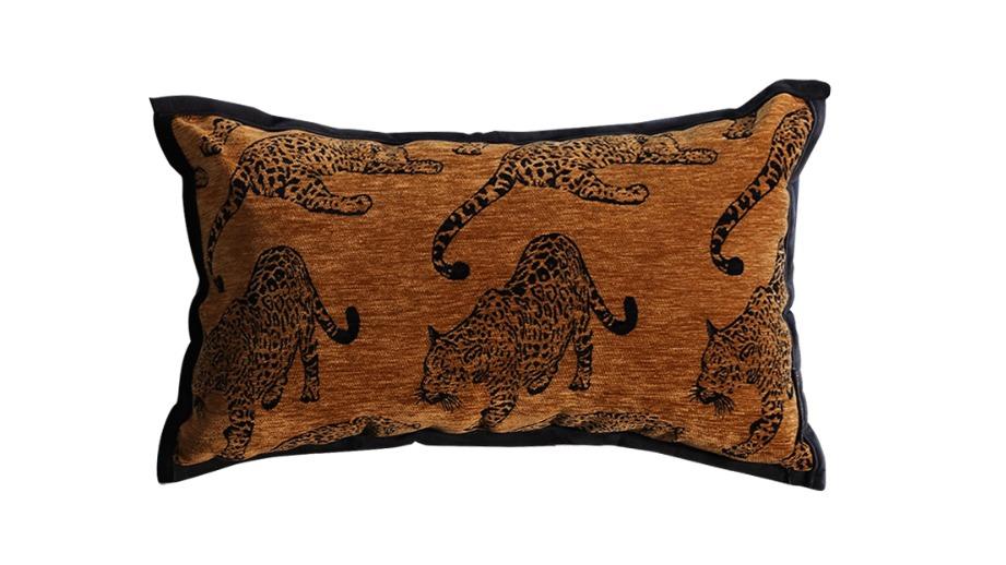 Soga 30cm Leopard Light Lumbar Decorative Cushion - Dark Brown