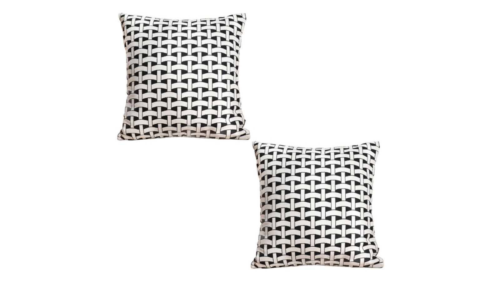 Soga 2 Piece 50cm Black/White Pattern Polyester Fiber Cotton Throw Pillow Cushion