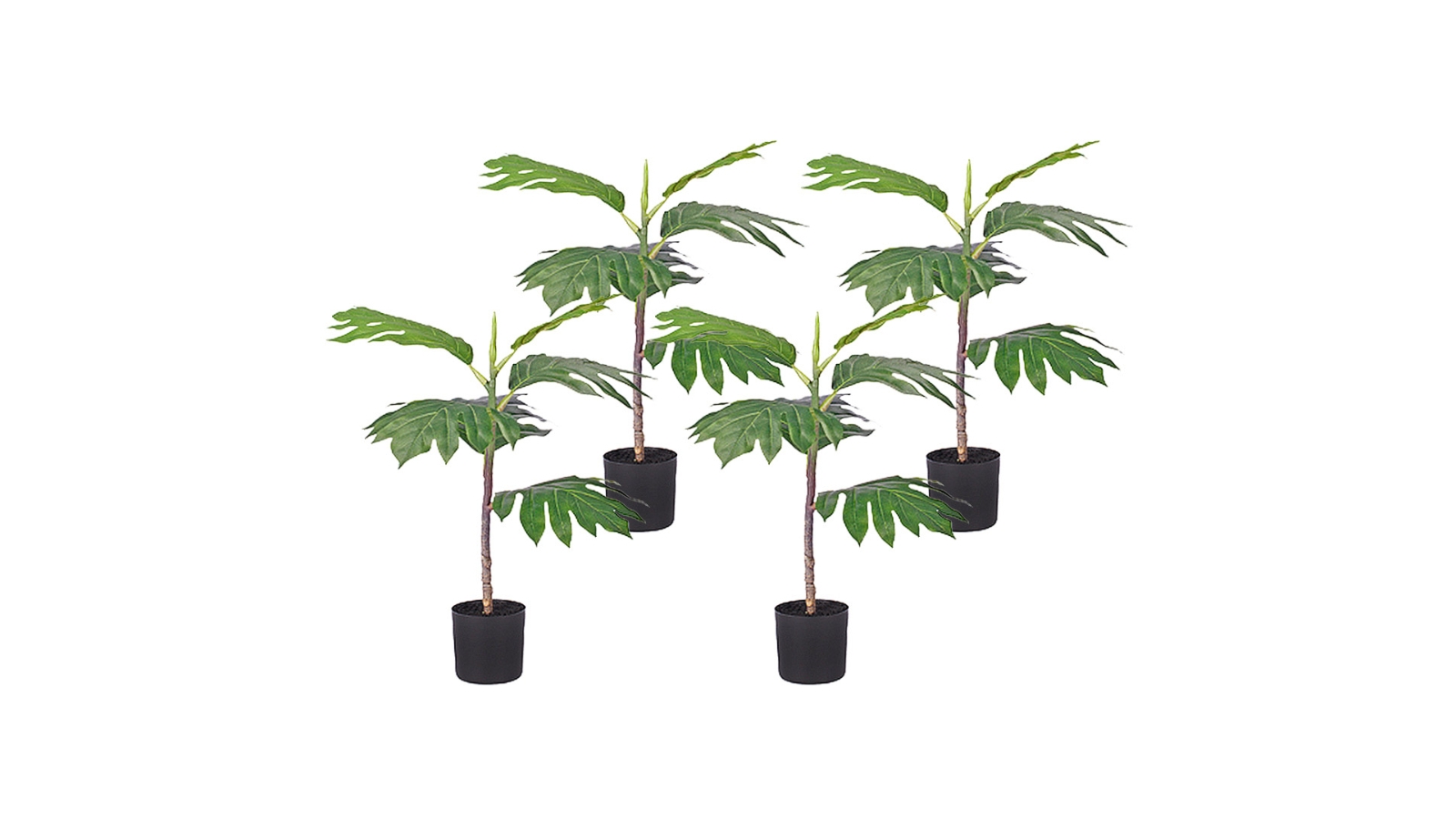 Soga 4 Piece Artificial Natural Green Split-Leaf Philodendron Tree Decor - 60cm