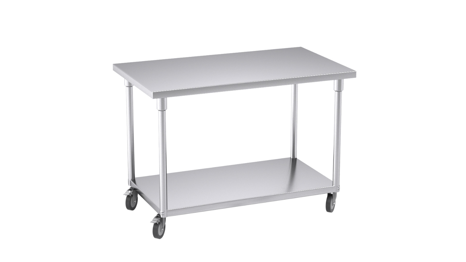 SOGA Stainless Steel Work Bench Table with Wheels - 120cm