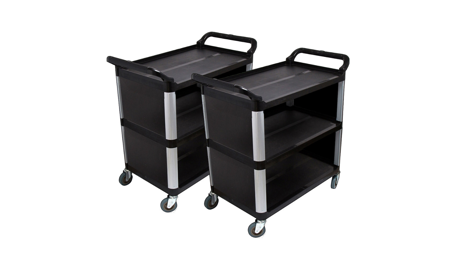 Soga 2 Piece 3 Tier Covered Food Trolley - Black
