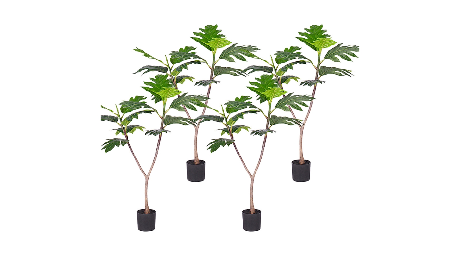 Soga 4 Piece Artificial Natural Green Split-Leaf Philodendron Tree Decor - 90cm