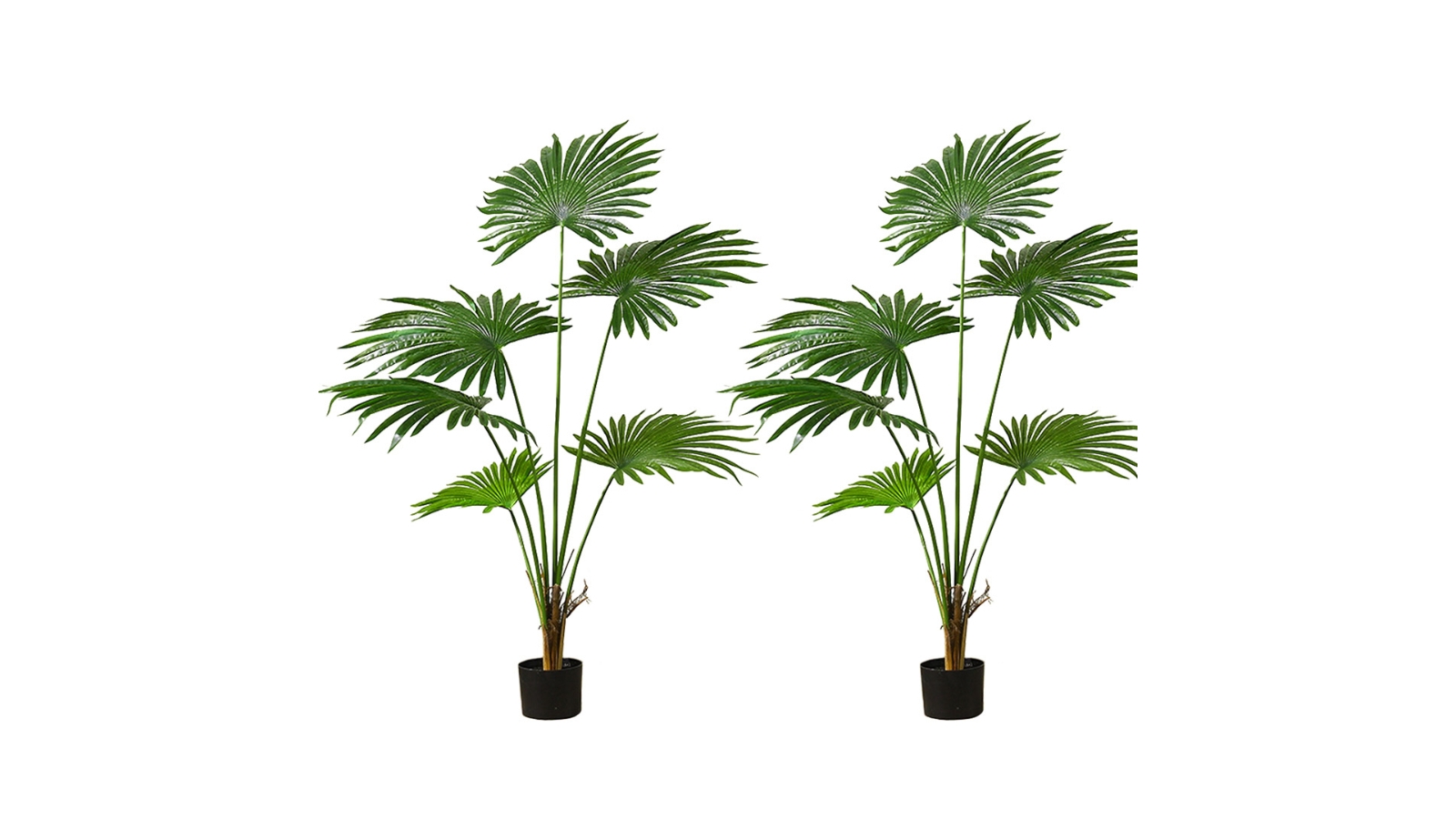 Soga 2 Piece Artificial Natural Green Fan Palm Tree Decor - 120cm
