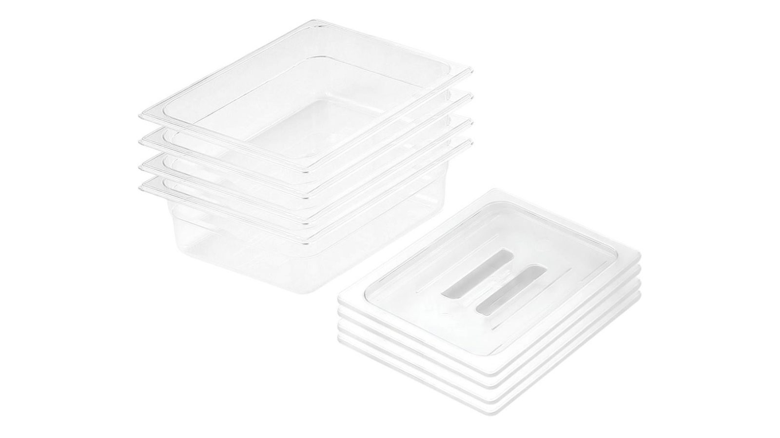Soga Set of 4 Clear Gastronorm GN Pan 1/2 Food Tray Storage  with Lid - 150mm