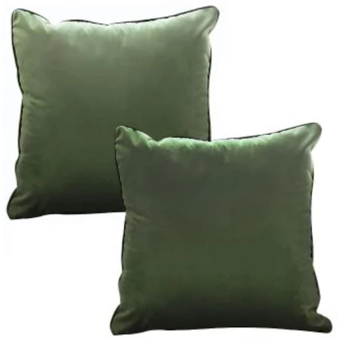 Soga 2 Piece 45cm Subtle Foliage Velvet Square Throw Pillow - Army Green