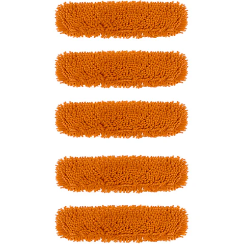 Soga 5 Piece Orange Rotating Dust Remover Cleaning Pad Microfiber Flat Floor Mop - 50 x 12cm