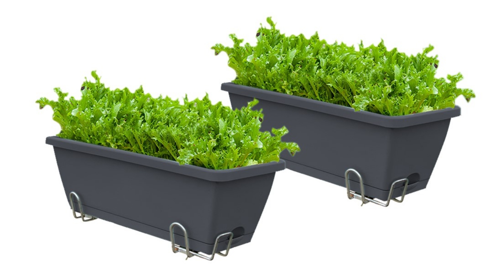 Soga Black Rectangular Planter with Holder - Set of 2