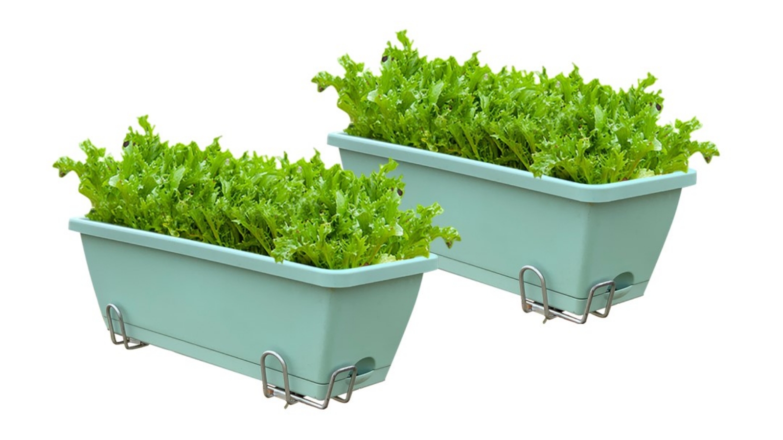 Soga Green Rectangular Planter with Holder - Set of 2