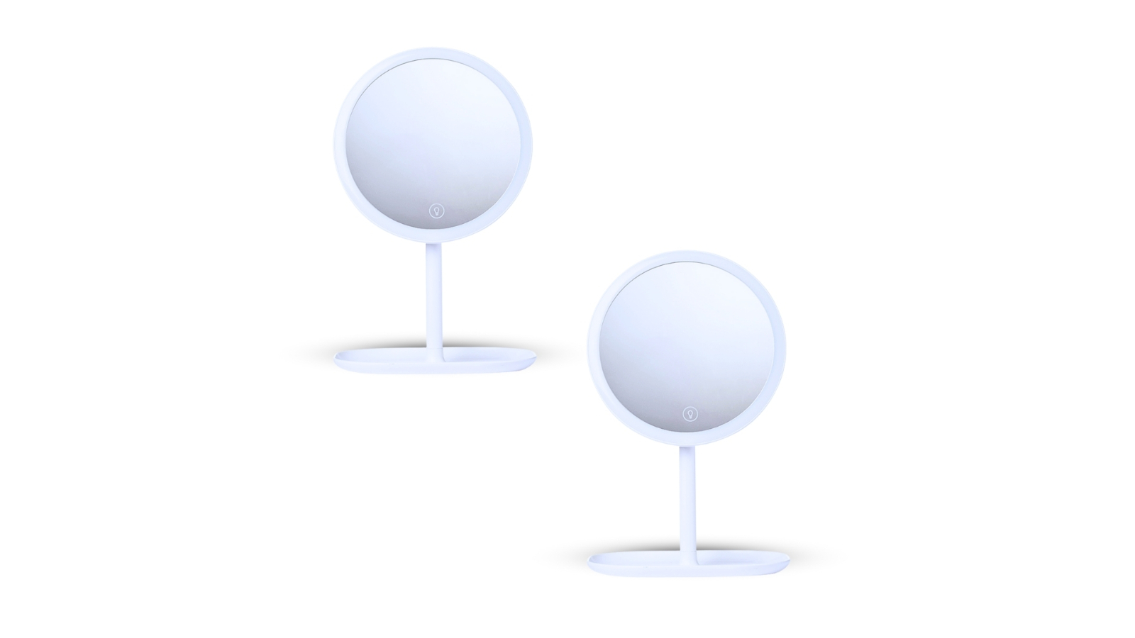 SOGA 2 Piece White Round Smart LED Bedroom Table Tricolor Vanity Mirror with 5x Magnification - 26cm