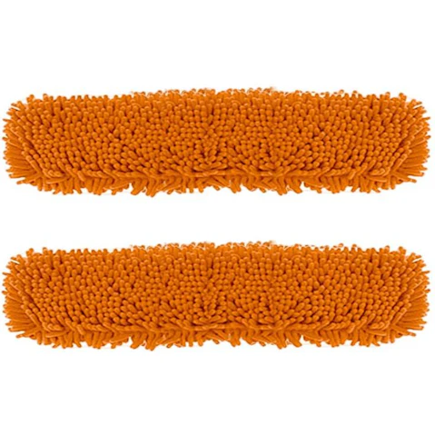 Soga 2 Piece Orange Rotating Dust Remover Cleaning Pad Microfiber Flat Floor Mop - 60 x 12cm