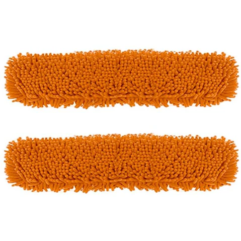 Soga 2 Piece Orange Rotating Dust Remover Cleaning Pad Microfiber Flat Floor Mop - 80 x 12cm