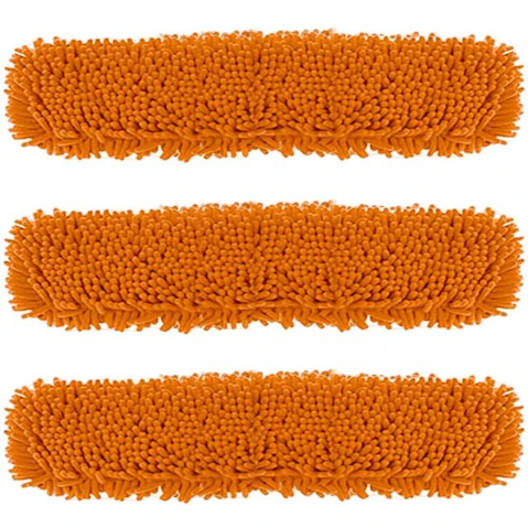 Soga 3 Piece Orange Rotating Dust Remover Cleaning Pad Microfiber Flat Floor Mop - 80 x 12cm