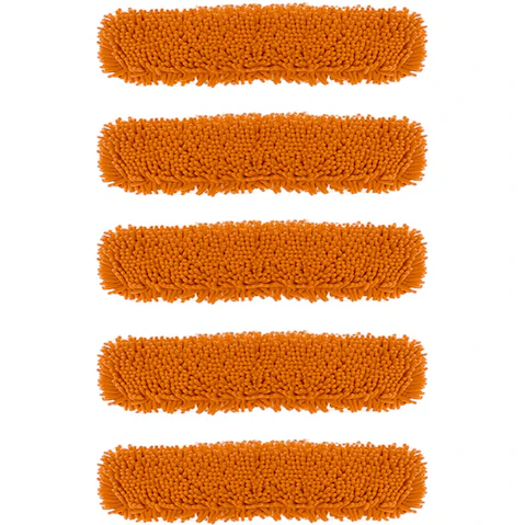 Soga 5 Piece Orange Rotating Dust Remover Cleaning Pad Microfiber Flat Floor Mop - 60 x 12cm