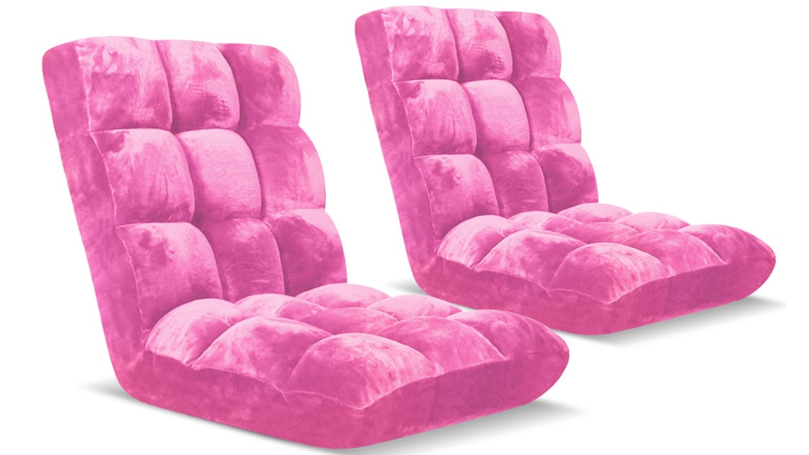 Soga 2 Piece Floor Recliner Folding Lounge Sofa Futon Couch - Light Pink
