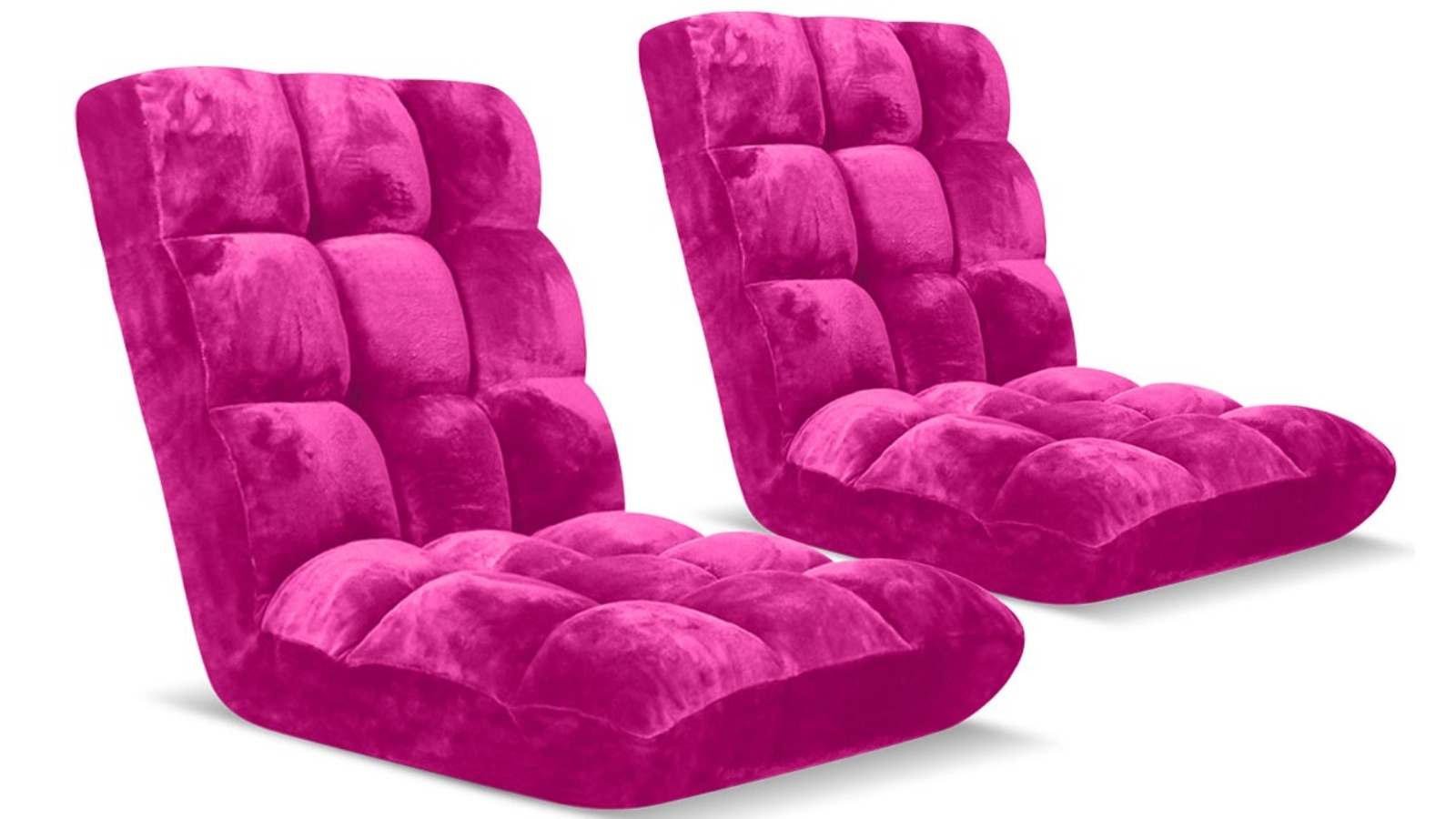 Soga 2 Piece Floor Recliner Folding Lounge Sofa Futon Couch - Magenta