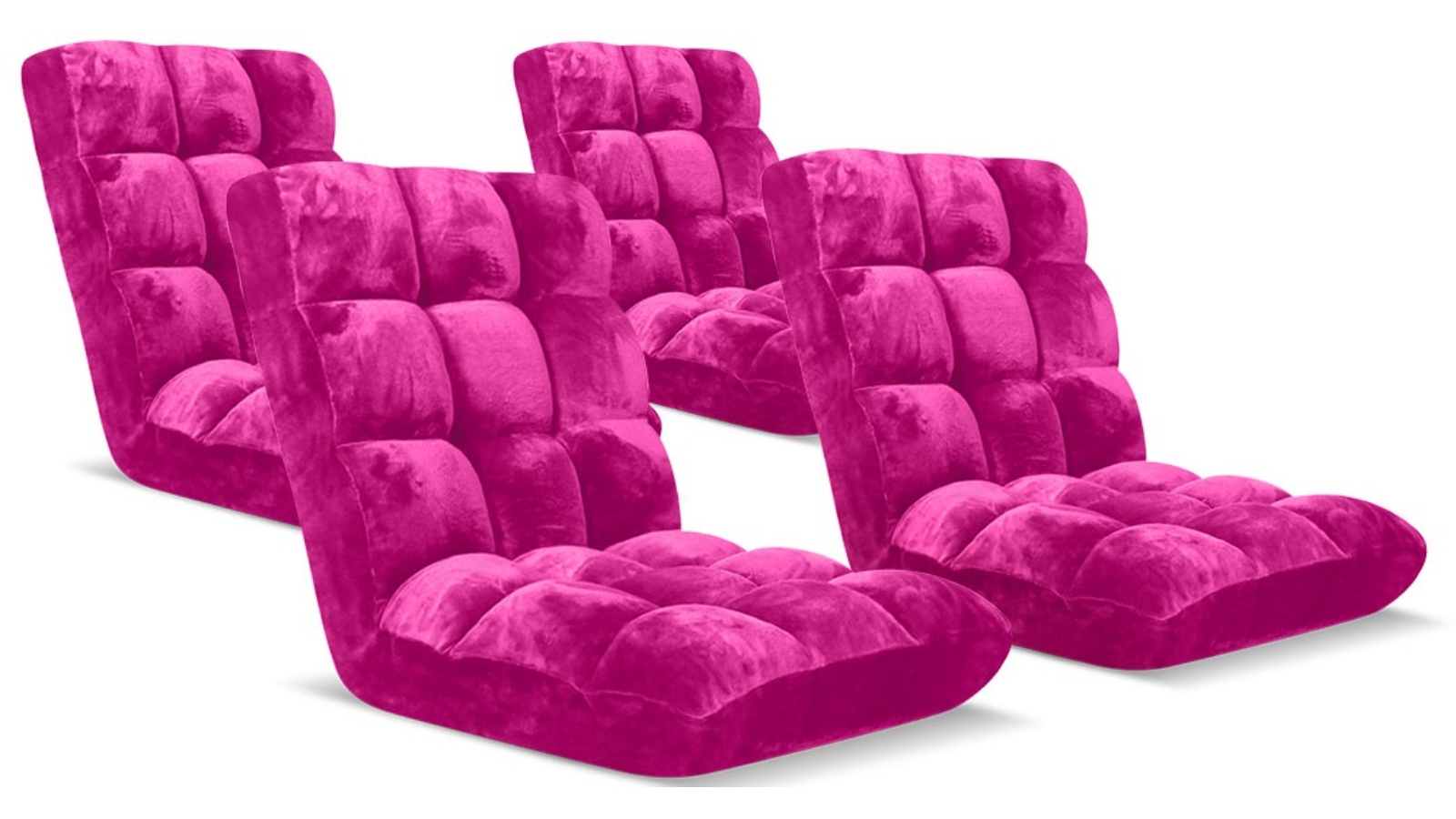 Soga 4 Piece Floor Recliner Folding Lounge Sofa Futon Couch - Magenta