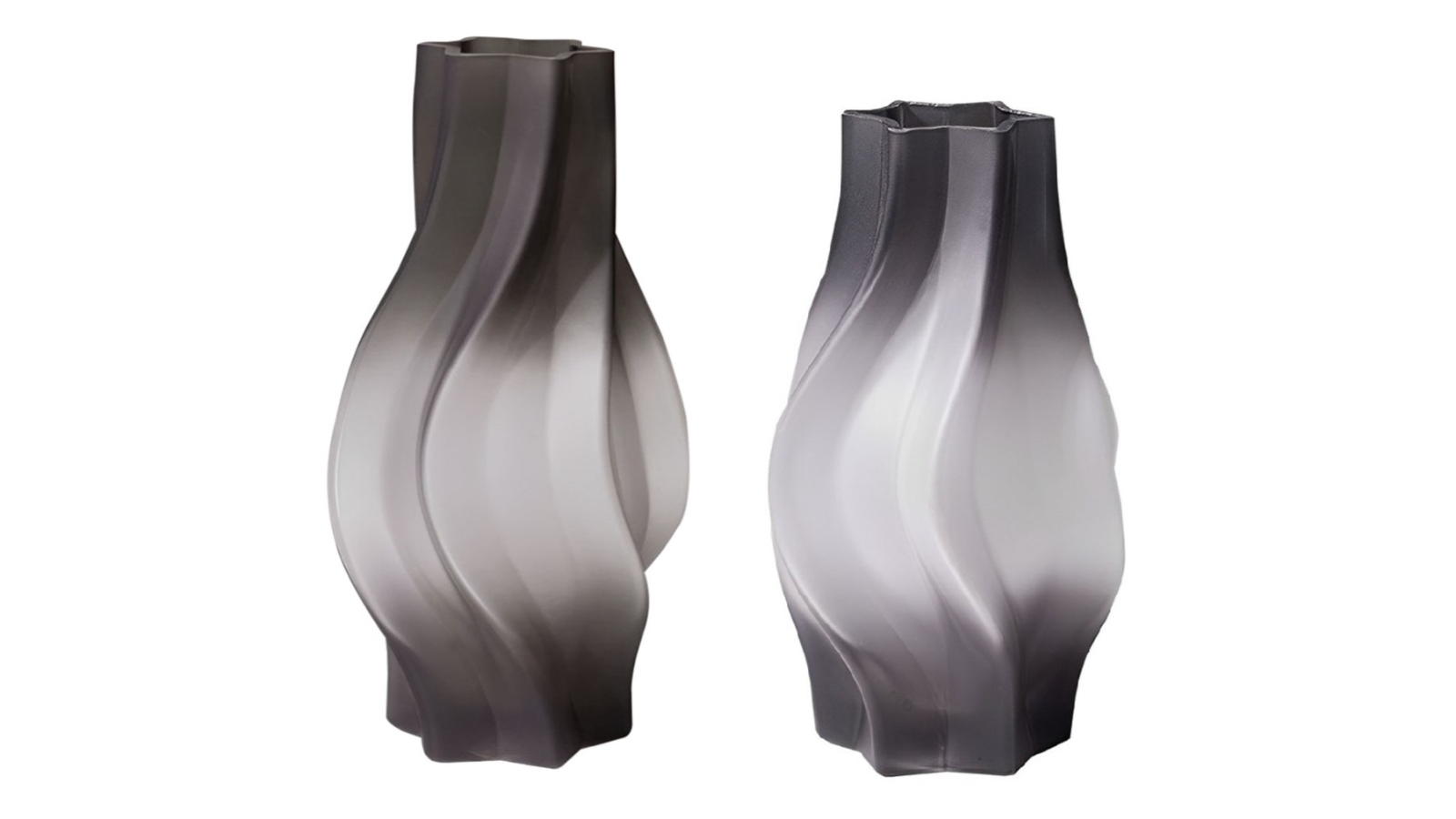 Soga Grey Glass Vase with Beautiful Bubble Texture Art