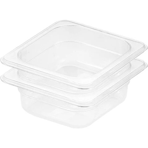 Soga 6.5cm Clear Gastronorm Pan 1/6 Food Tray - Bundle of 2