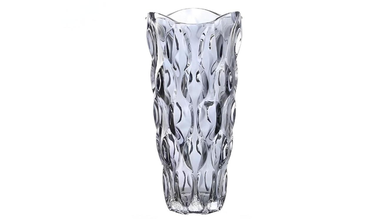 Soga Grey Glass Vase Thick Modern Home Decor - 30cm