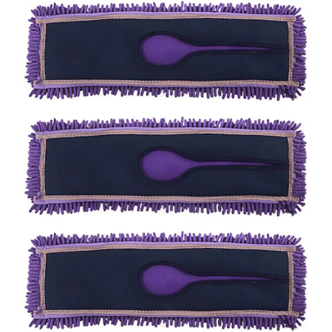 Soga 3 Piece Purple Rotating Dust Remover Cleaning Pad Microfiber Flat Floor Mop - 90 x 22cm